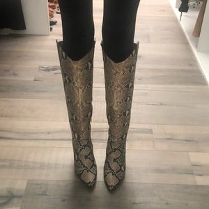 Vince camuto kervana snakeskin knee heeled boot